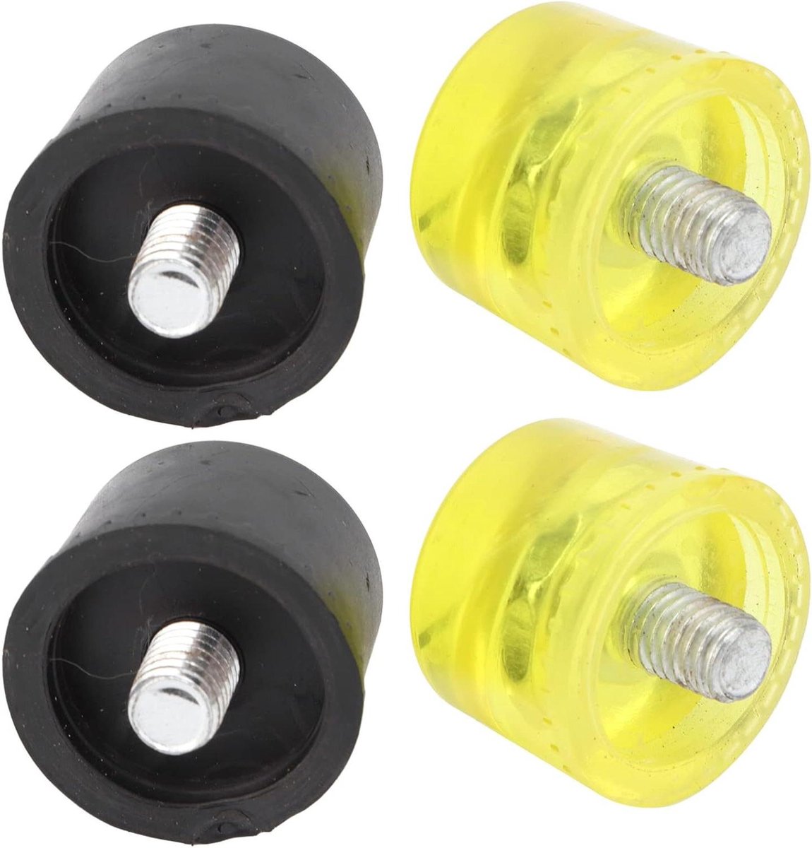 - 2 Set Mallet Hammer Vervanging Rubber Kunststof Slagkop Tip Geel Zwart (Φ35 mm)