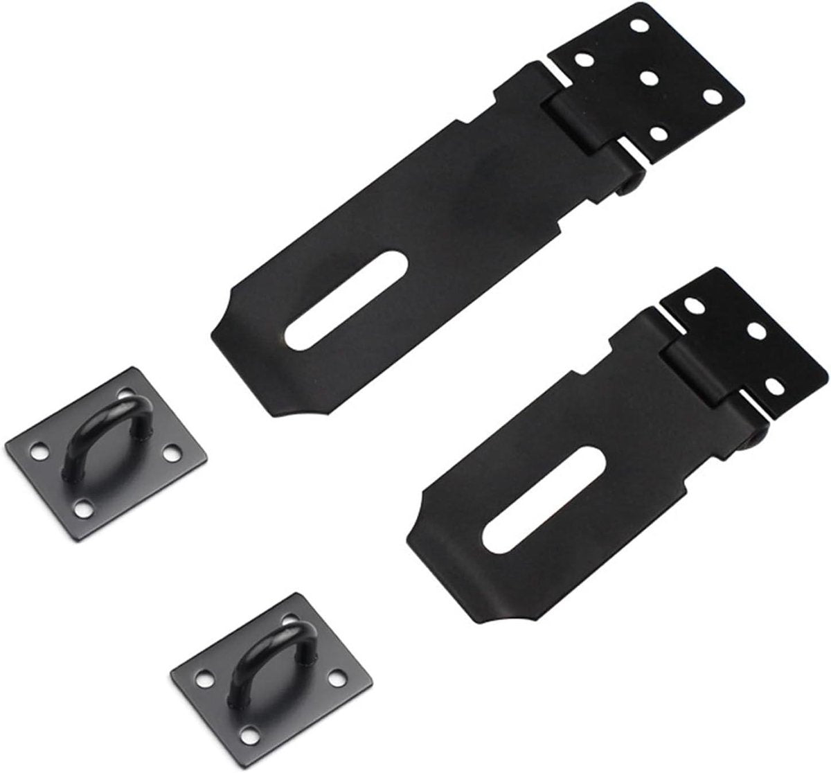 Zwarte hangslot-hasps, rolslot-hasps, roestvrijstalen bouten, grendelhasp, schuur-deurgrendel - Deur