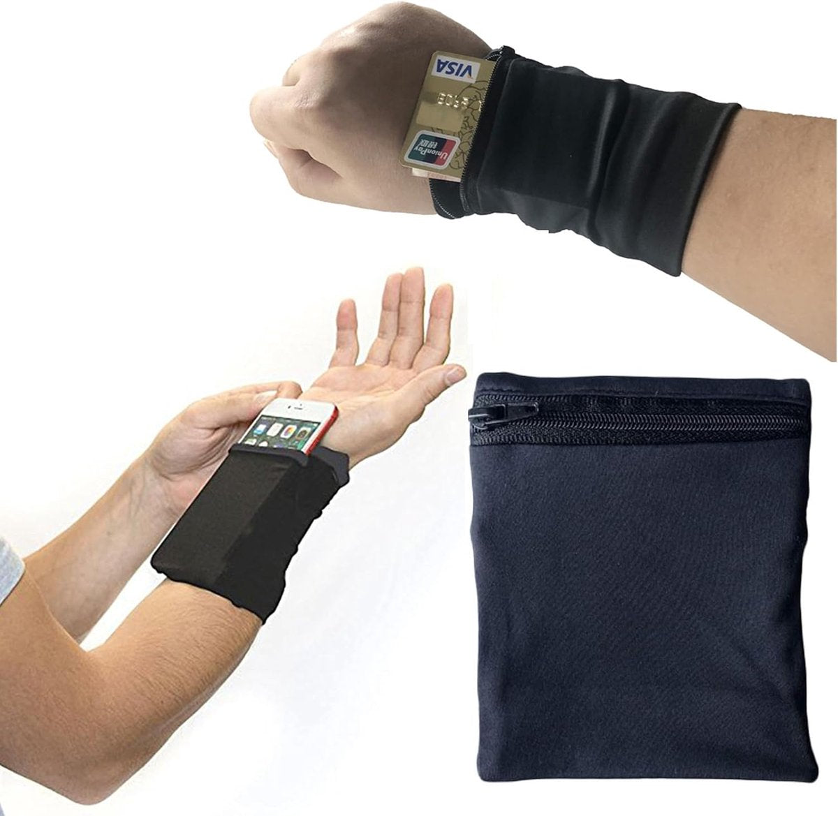 Zweetbestendige Sport Polsband met Ritssluiting voor Mobiele Telefoon en Waardevolle Spullen