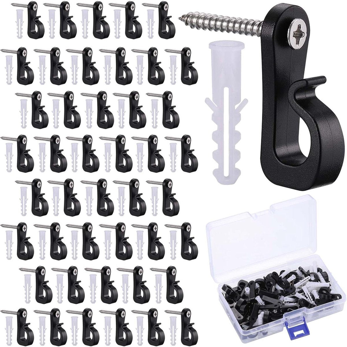 Zwarte schroefhaken plafondhaken hout - Draagkracht 10 kg - Set van 45 stuks