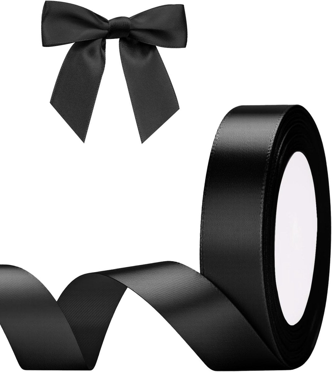 Zwart Satijnen Lint 20 mm - Decoratief Cadeaulint voor Knutselen en Geschenkverpakking - 22 meter