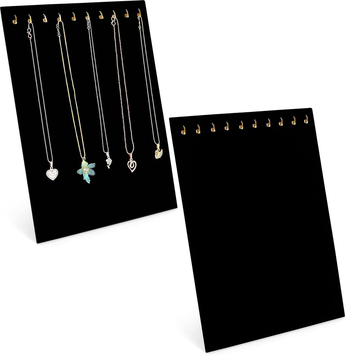 Zwart Velours Sieraden Display Houders - 2 Pak met 10 Haken voor Kettingen en Accessoires