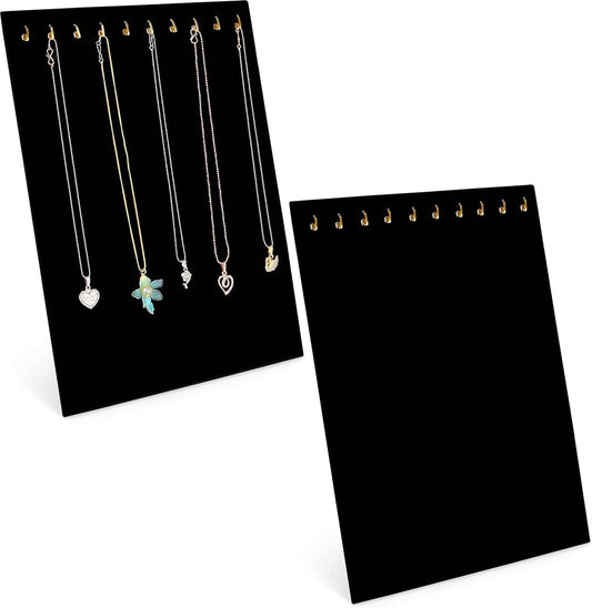 Zwart Velours Sieraden Display Houders - 2 Pak met 10 Haken voor Kettingen en Accessoires