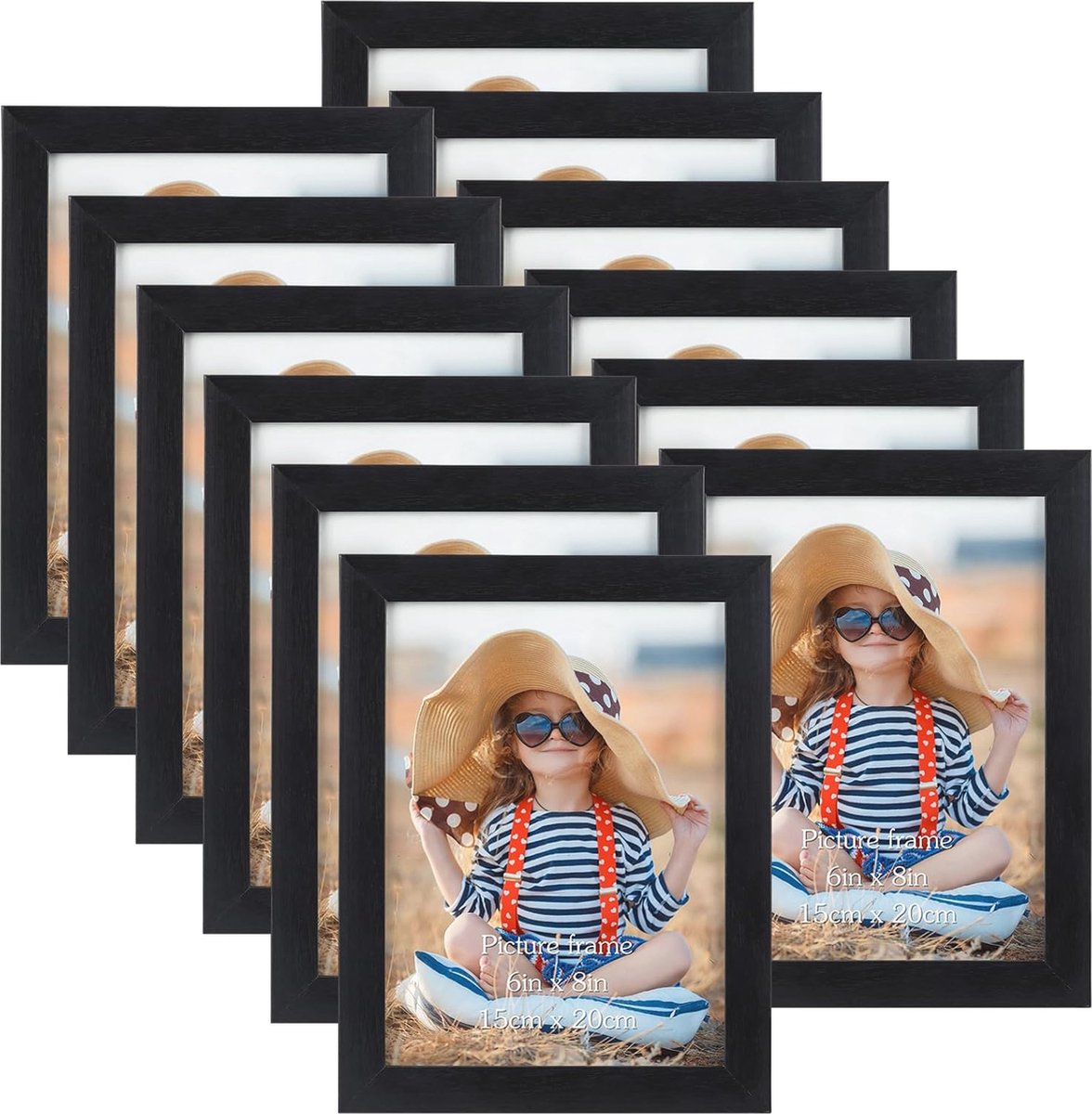 Zwarte Fotolijsten Set van 12 voor 15x20 cm Foto's - Wand- en Tafelweergave