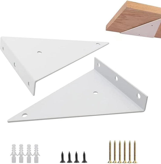 Zwevende plankhouders - Driehoekige vorm - Verborgen - Met schroeven - Wit