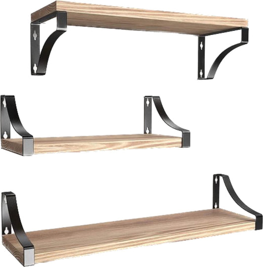 Zwevende houten planken - set van 3 - diepte 15 cm - lengte 42 x 36 x 29 cm - voor badkamer slaapkam