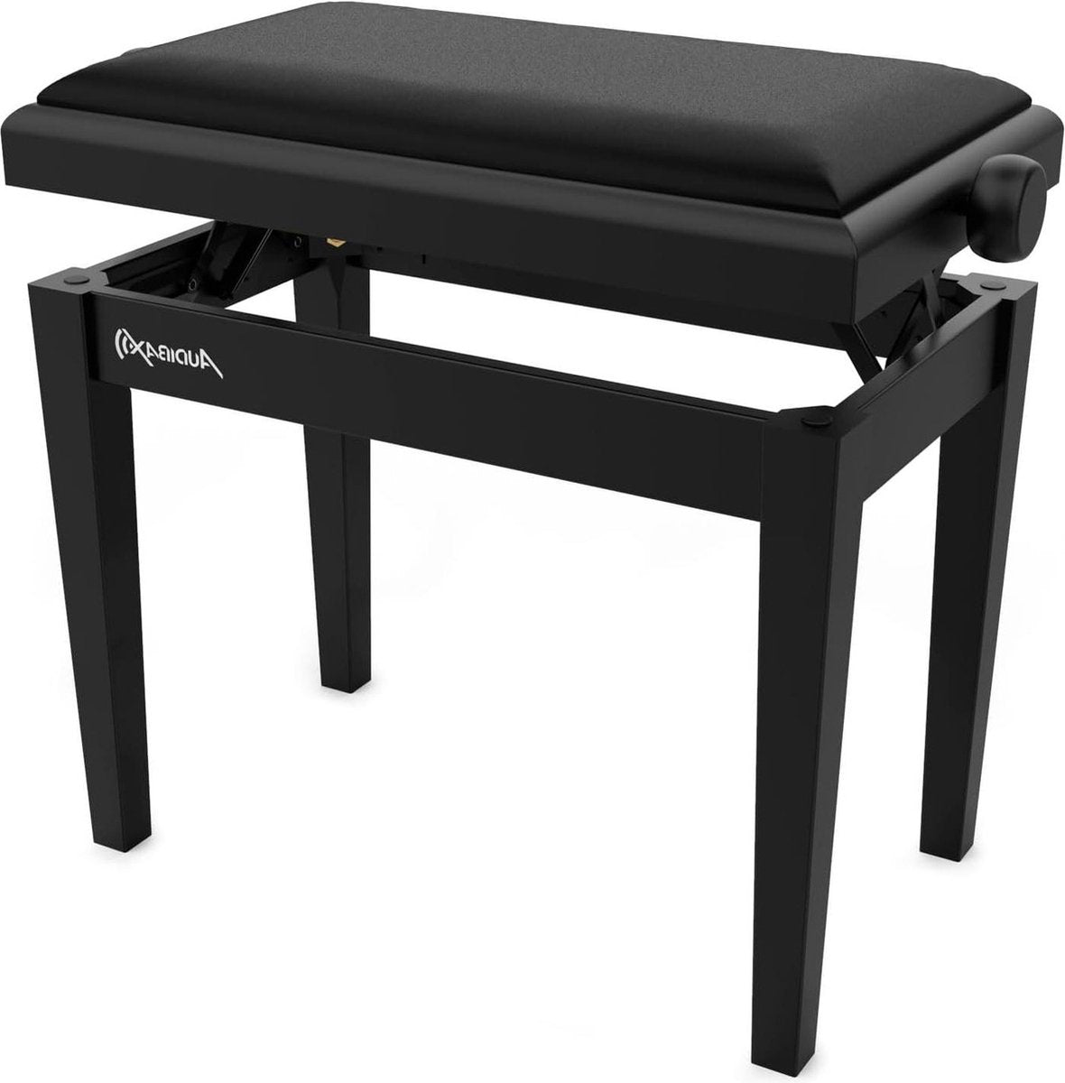 Zwarte pianobank - in hoogte verstelbaar - gevoerd toetsenbord hout - verstelbare hoogte tussen 475 