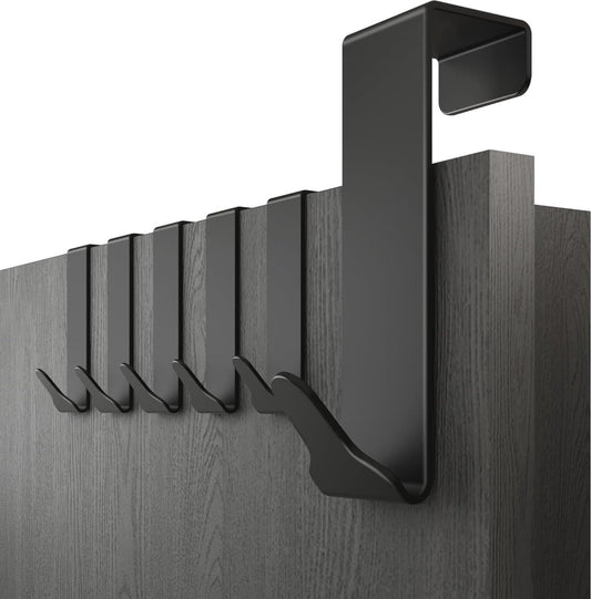 Zwarte Deurhaken Set van 6 - Sterke Kledinghaken voor Deur en Badkamer