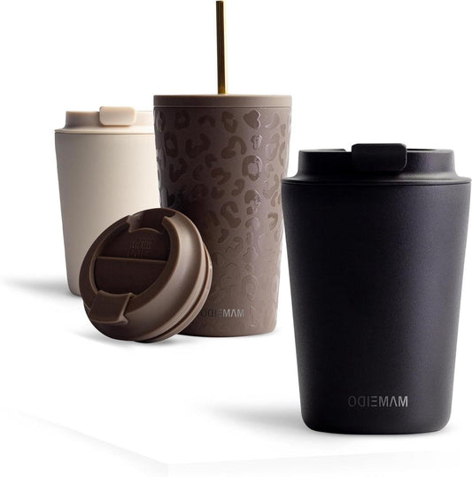 - 350ml Rich Black Thermosbeker - Koffiemok van roestvrij staal, dubbelwandig geïsoleerd, lekvrij - 