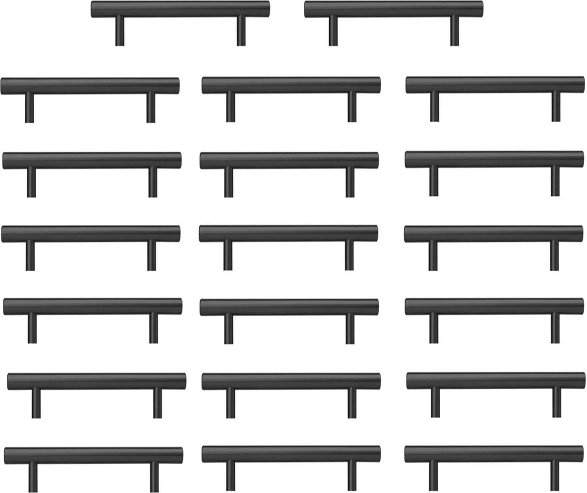 Zwarte Keuken Grepen 128mm Roestvrij Staal Spuitverf Zwart - Set van 20 Stuks