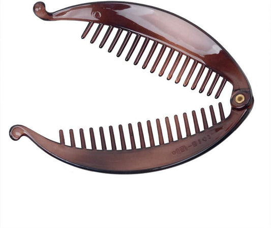 "Grote banaan haarspeldjes met afgeronde randen - Bruin, set van 2"