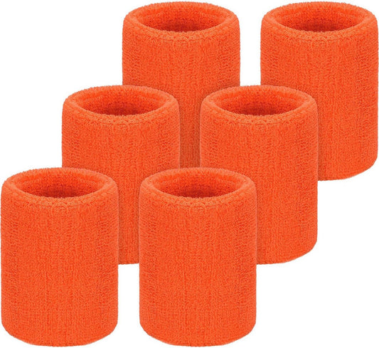 Zweetbanden voor Sport, 6 Stuks - Ideaal voor Basketbal, Tennis, Voetbal en Hardlopen (Oranje)