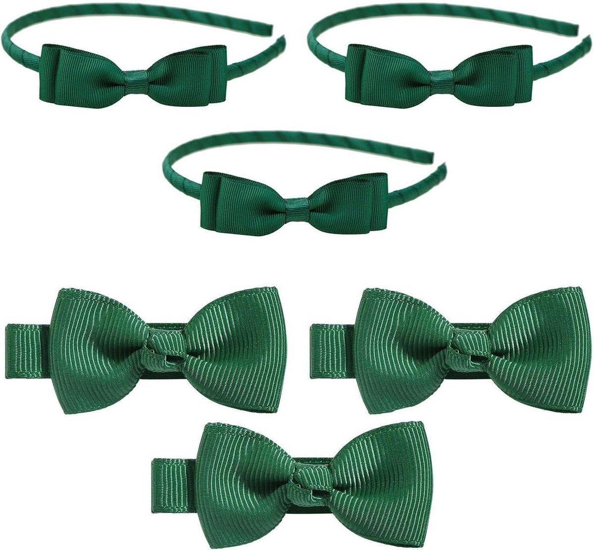 - 3 bow hair bands - 3 bow hair pins - cute school hair accessories