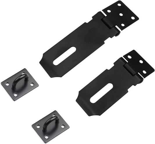 Zwarte hangslot-hasps, rolslot-hasps, roestvrijstalen bouten, grendelhasp, schuur-deurgrendel - Deur