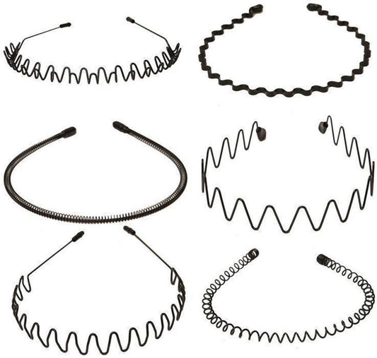 Zwarte Metalen Haarbanden Set - Antislip en Lichtgewicht - 6 Stijlen - Voor Wassen Gezicht, Huidverz