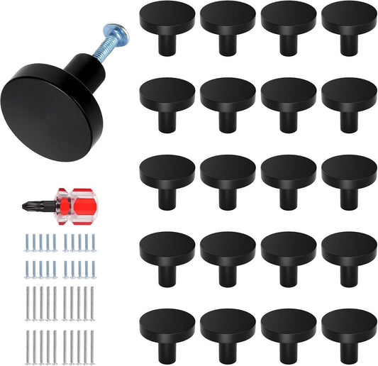 Zwarte keukenmeubelgrepen - moderne ladeknoppen - 20 stuks - mat metaal