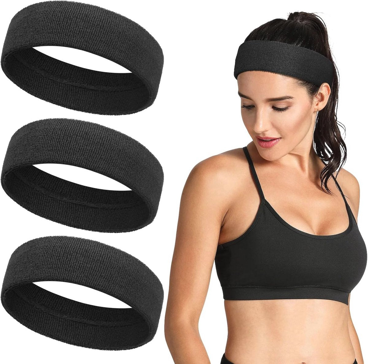 Zweetband voor hoofd - Ademend, Antislip en Elastisch - 3 Stuks - Ideaal voor Hardlopen, Tennis en G