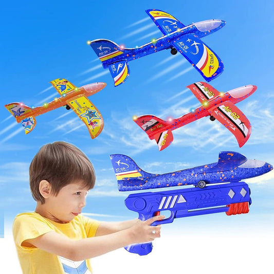 Zweefvliegtuigen voor kinderen - Interactief buitenspeelgoed met afschietpistool voor jongens en mei