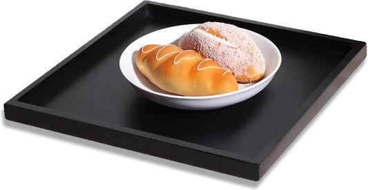 Zwarte vierkante houten dienblad - Voedseldienblad voor decoratie - Ottomaans Butler dienblad - Ontb