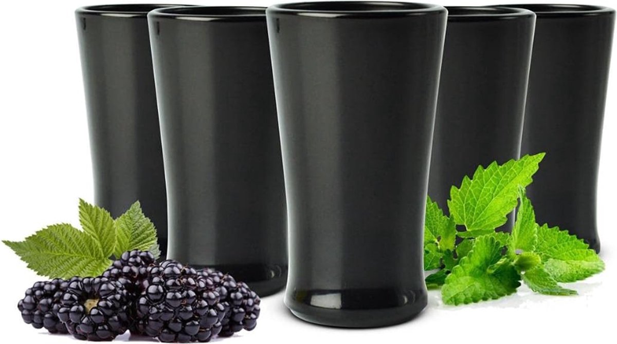 Zwarte borrelglaasjes tequila glazen jenever shots stamper wodka glazen 6