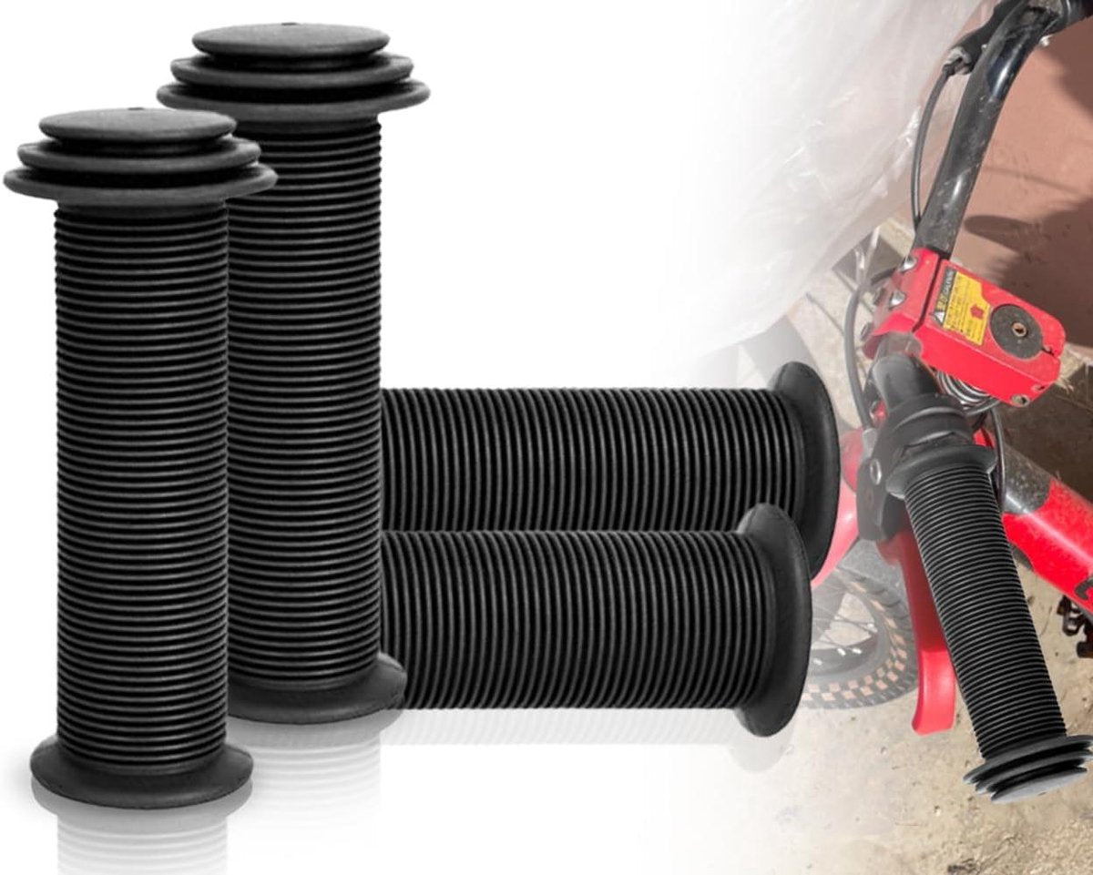 Zwarte fietshandgrepen voor kinderen - 2 stuks, 22 mm binnendiameter, met stootbescherming