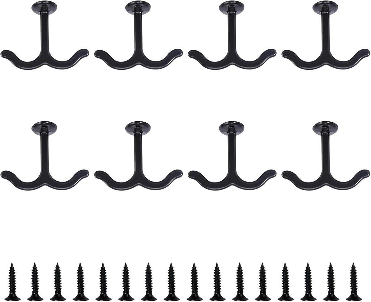 Zwarte Plafondhaken - set van 8 voor Kleding, Planten en Decoratie