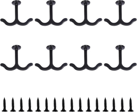Zwarte Plafondhaken - set van 8 voor Kleding, Planten en Decoratie