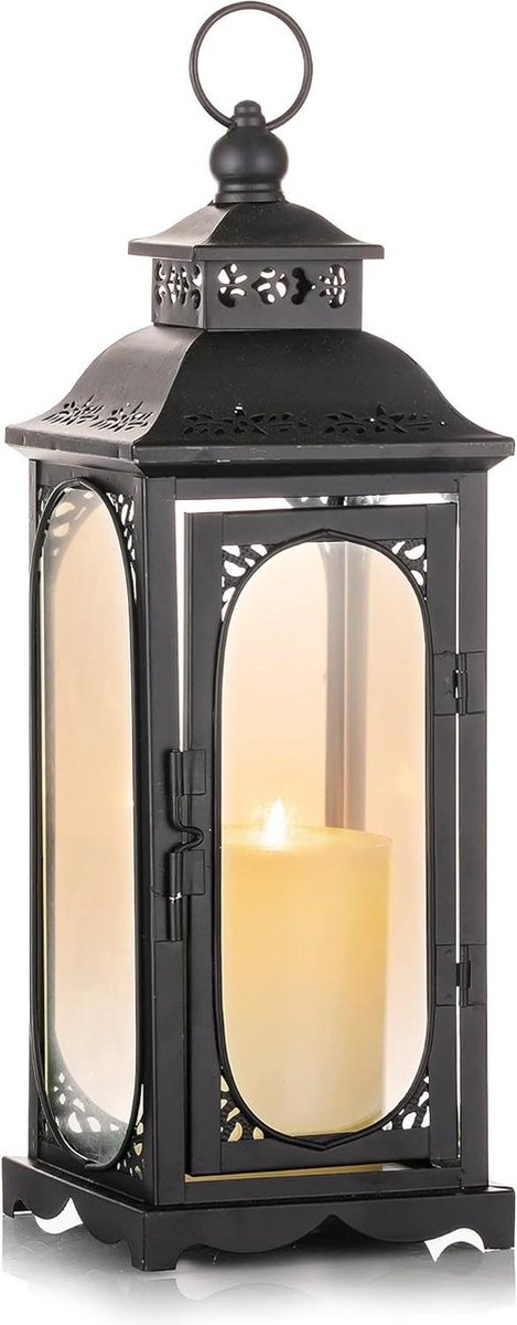 Zwart Vintage Lantaarn Kandelaars - Decoratieve Kaarsenhouder voor Kerstmis en Bruiloft - Boerderij 