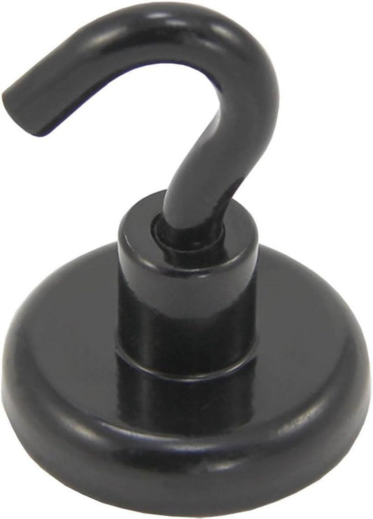 Zwarte neodymium haakmagneten met M6 haak en 36,4 kg aantrekkingskracht - 32 mm Dia