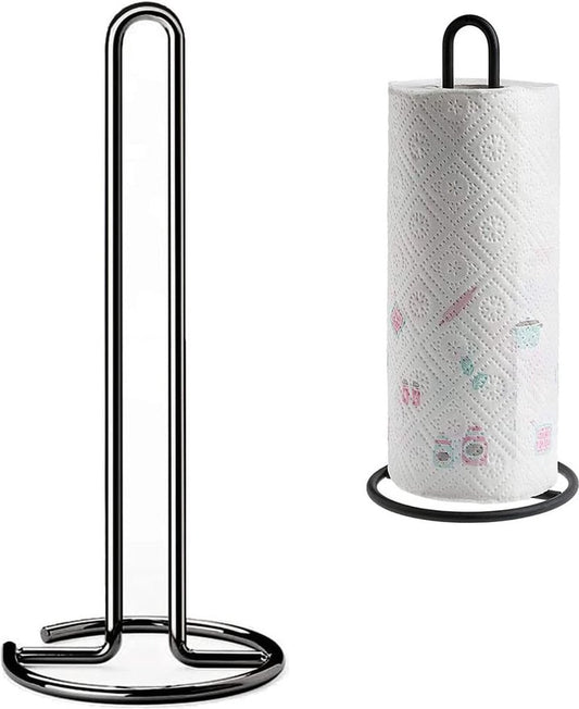 Zwarte staande papierhouder, keukenrolhouder, keukenrolstandaard, rolhouder, metaal, verticaal vrijs
