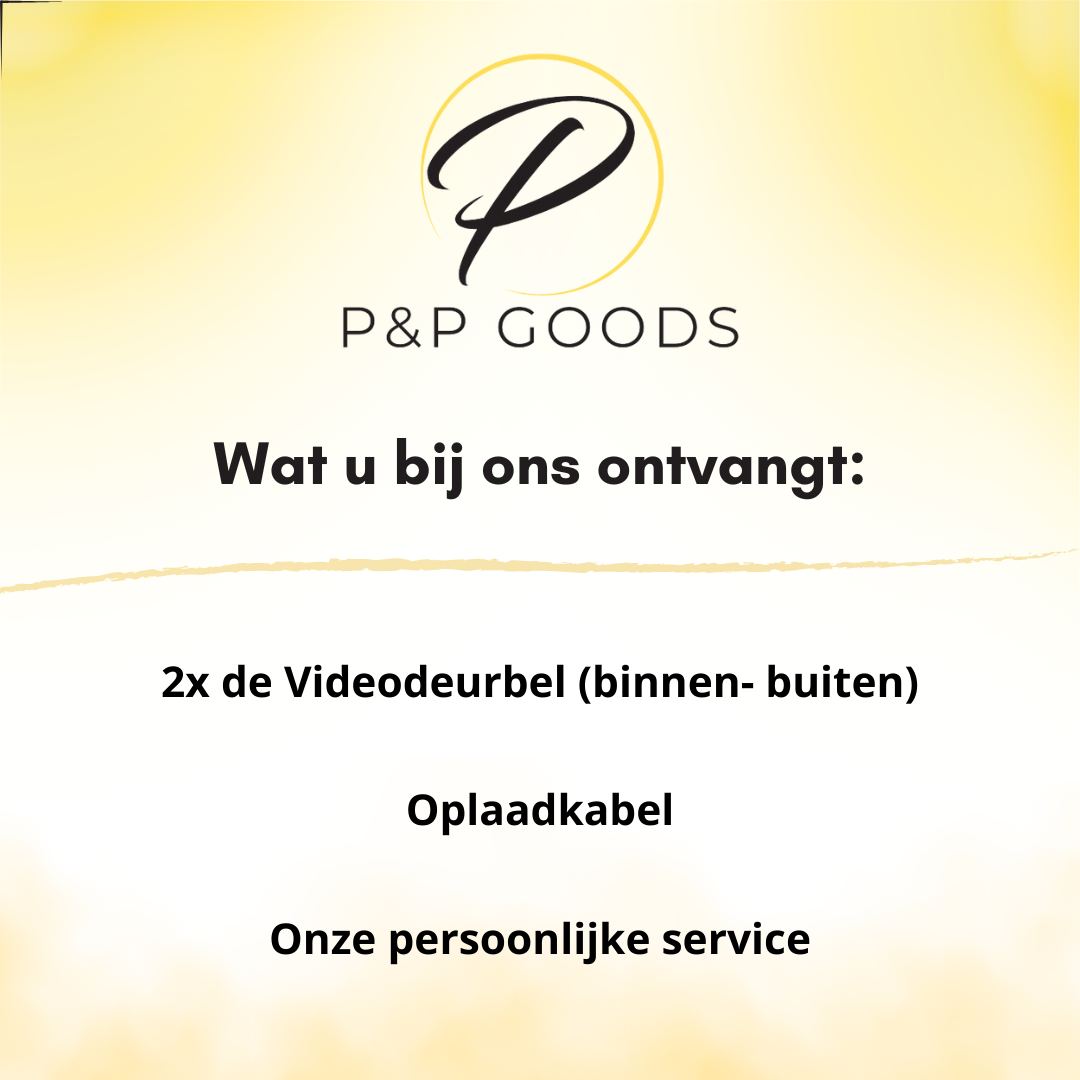 P&P Goods HD Video Deurbel – 1080P Video Kwaliteit – Slimme Deurbel – Deurbel Met App – Beveiliging - Wifi – 166 Graden Kijkhoek - Beweging Sensor – Draadloos & Oplaadbaar– Compatible met Alexa & Google Assistant – Inclusief 3M Oplaadkabel