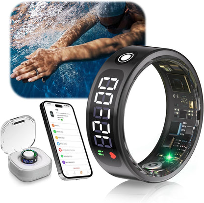 2025 Smart Ring Mit LED Screen【5.3+Edr Technologie - 0,1%± Fehler】【5Atm Wasserdicht - SGS Zertifiziert】Smartring Für Männer Und Frauen Zur Überwachung Von Schlaf, Herzfrequenz, Blutsauerstoff